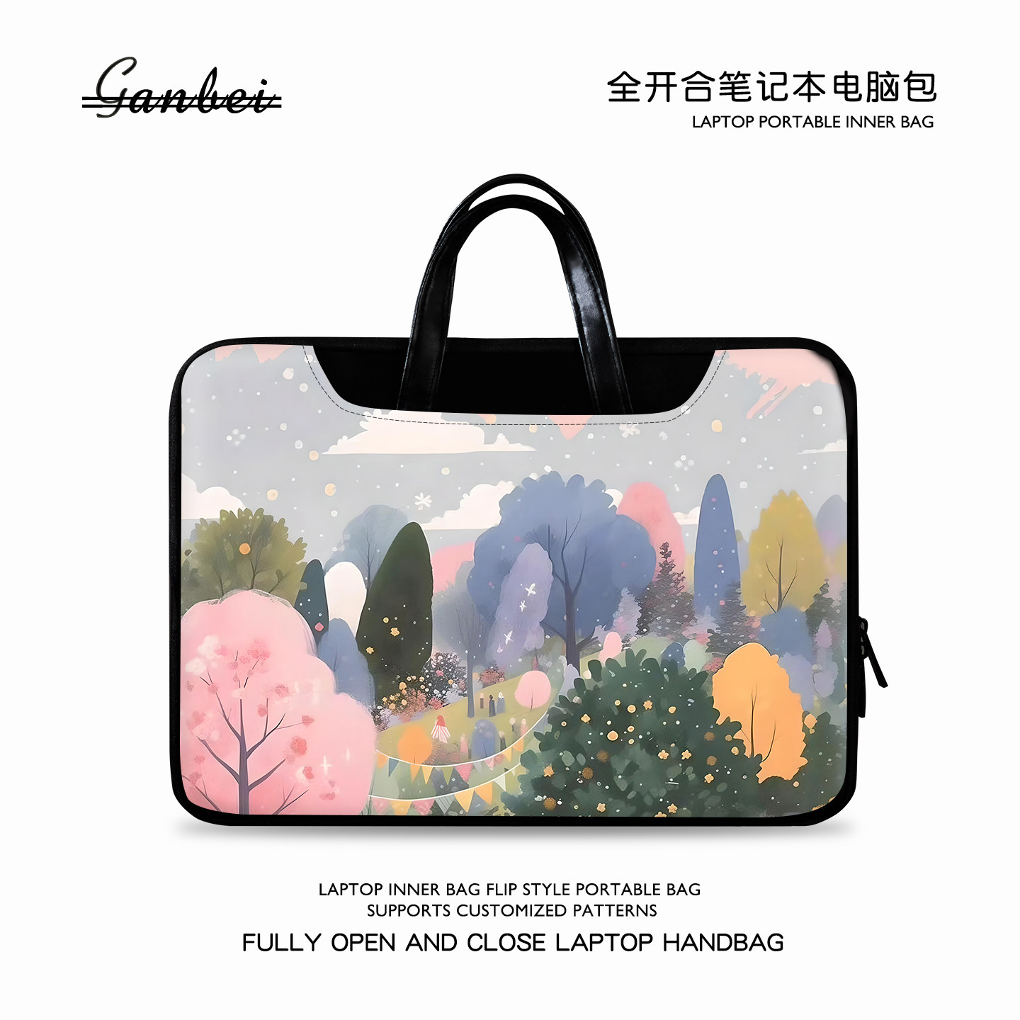 插画风笔记本手提包适用华为matebook14苹果macair13惠普小米戴尔联想小新pro16华硕男女电脑包15点6寸内胆包