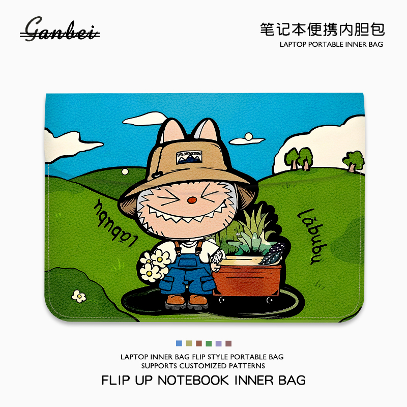 拉布布笔记本电脑翻盖内胆包适用M4苹果macbookair13.3华为matebook14联想小新pro16寸华硕戴尔女15点6保护套