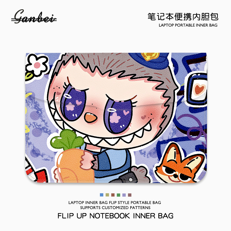 拉布布笔记本电脑翻盖内胆包适用M4苹果macbookair13.3华为matebook14联想小新pro16寸华硕戴尔女15点6保护套