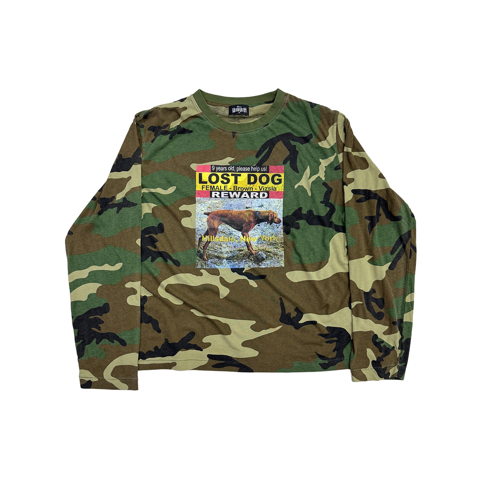 HEAVENKNOWS NEW VINTAGE 130G 单缝线迷彩洗水做旧长袖 LostDog