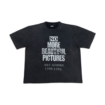 HEAVENKNOWS NEW VINTAGE 230G 圆筒布洗水黑磨毛短袖 NO MORE P