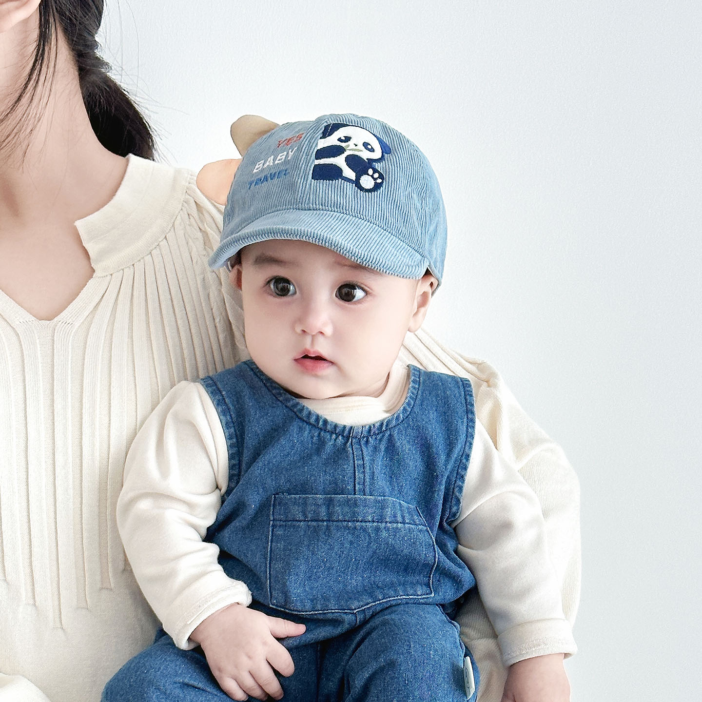 婴儿帽子秋冬款小月龄熊猫鸭舌帽