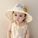 女宝宝遮阳帽子夏季 薄款 甜美花朵婴儿防晒帽大帽檐可爱女童太阳帽