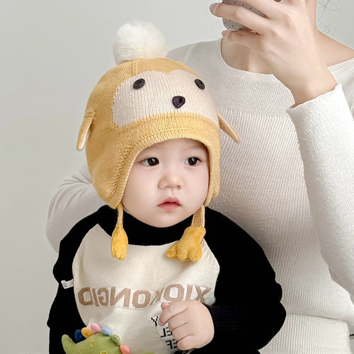 毛线帽卡通护耳保暖宝宝针织帽