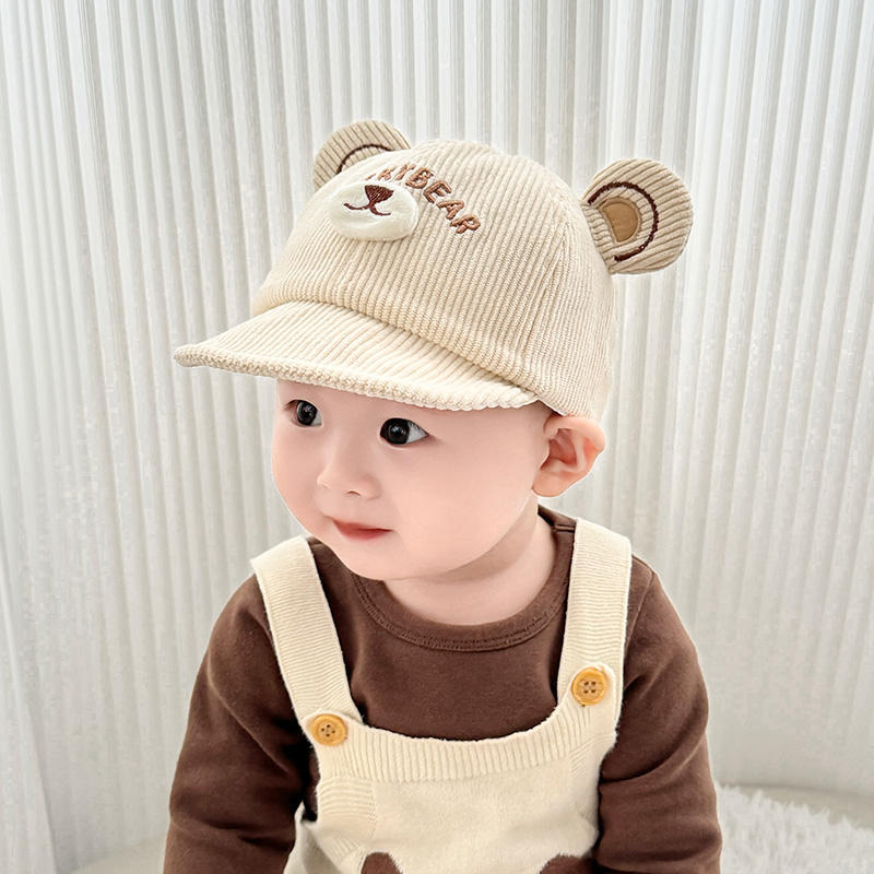 鸭舌帽小熊男宝宝软檐遮阳棒球帽