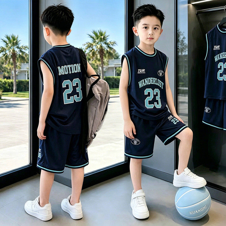 男童夏装套装篮球服2026新款儿童男孩中大童夏季背心运动速干衣