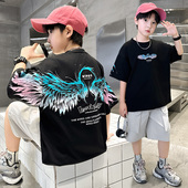 套装 2026新款 儿童男孩中大童夏季 男童夏装 痞帅纯棉短袖 T恤两件套