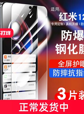 适用小米redmi12R钢化膜红米12R手机防窥膜全屏覆盖防摔抗蓝光玻璃23077RABDC贴膜高清防指纹防爆十二R保护