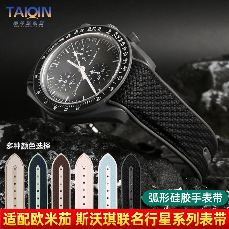 适配欧米茄联名斯沃琪行星系列硅胶手表带OMEGA SWATCH表带折叠扣