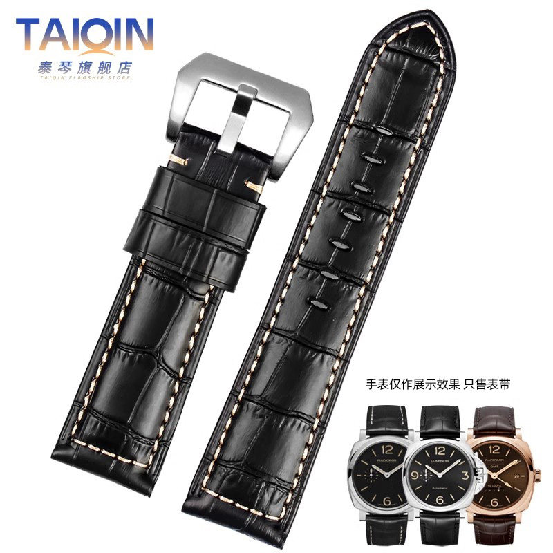鳄鱼纹真皮手表带 适用沛纳海PAM1312 PAM441Panerai系列 24 26mm