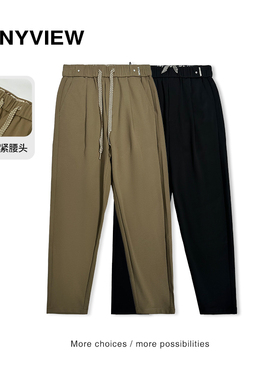 Anyveiw专柜同款男士青年休闲裤轻商务撞色系绳锥型裤小西裤春秋