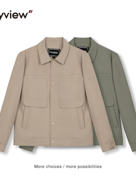Anyview男装休闲青年外套防皱商务工装纯色翻领夹克V2211J1009