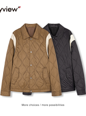 Anyview男装休闲外套棒球领短款拼色春秋薄棉服夹克V2251J6010