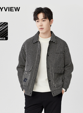 潮牌夹克男士春秋季日系潮流宽松条纹小外套休闲百搭帅气情侣上衣
