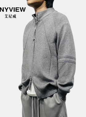 Anyview专柜同款男士立领拉链秋冬保暖针织开衫设计感毛衣外套