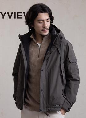 ANYVIEW专柜同款工装宽松羽绒服休闲短款连帽加厚男士保暖外套潮