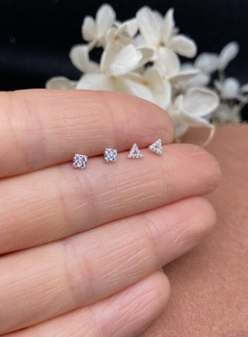 925纯银直杆子鼻钉三角形正方形0.6毫米细杆欧美风穿刺饰品