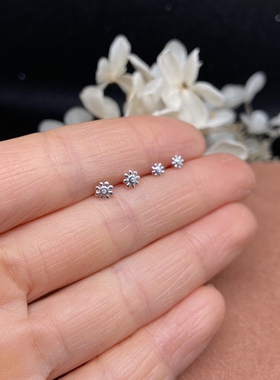 新品鼻钉925银带钻鼻钉太阳花款鼻饰品小耳钉欧美个性穿刺饰品