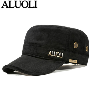 阿萝璃冬季帽子男款爸爸平顶帽户外休闲中老年人保暖大头围鸭舌帽