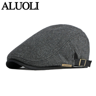 中老年帽子男款冬季贝雷帽加绒加厚保暖鸭舌帽爸爸秋冬休闲前进帽