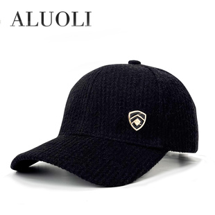 阿萝璃帽子男款冬季爸爸毛呢棒球帽高级感编织保暖鸭舌帽秋冬休闲