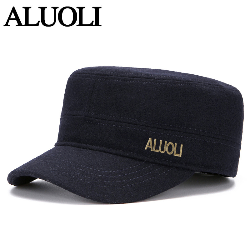 羊毛呢帽子男秋冬季后封口平顶帽大头围中老年加厚保暖大号鸭舌帽