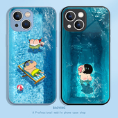 12mini创意x男xr套x 泳池蜡笔小新适用苹果17手机壳iphone15 16air夏日13搞怪14plus趣味11Promax个性 8外壳7p