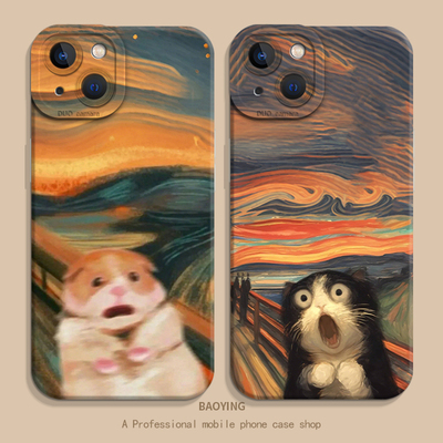 尖叫油画喵喵适用iQOO手机壳