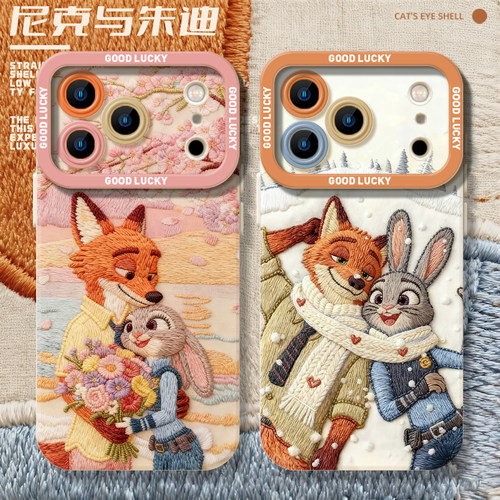 刺绣尼克朱迪适用苹果手机壳