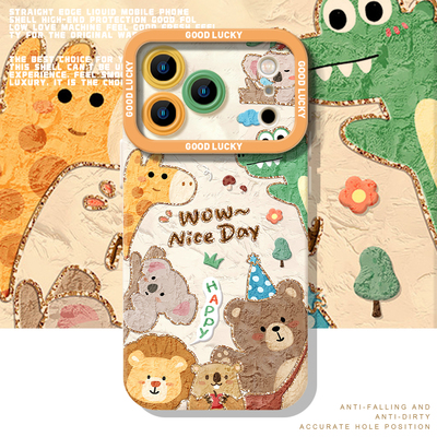 油画动物园硅胶适用苹果手机壳