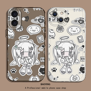 y2k适用苹果17air手机壳iphone16亚比15亚文化14plus甜酷13辣妹11Promax韩系12mini古早x二xr次元xs/8女7plus