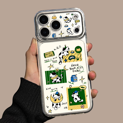月亮星星牛奶猫适用苹果手机壳
