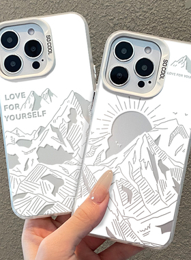 日落金山适用iqoo15手机壳z9turbo+雪山neo10一加12s/7银13色11Pro情侣R风景8套6se简约1+ace5高级感3v创意2