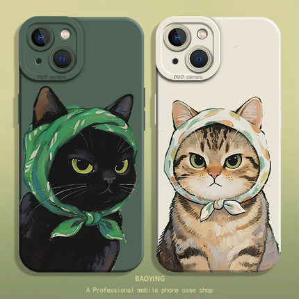 花巾猫咪适用小米17promax手机壳note15pro+可爱14红米k90k80至尊k70k60卡通turbo4简约13情侣12s土味11t个性