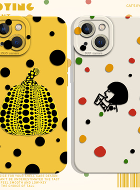 草间弥生手机壳适用iqoo13波点南瓜z9turbo+黄色neo9一加12s爱酷7黑色11Pro联名10R艺8术6se周边1+ace3创意2v