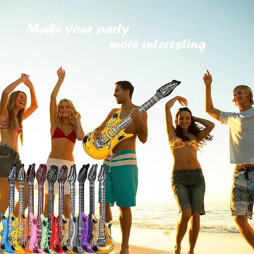 厂家现货PVC95CM仿真儿童乐器玩具 派对舞台活动互动道具充气吉他