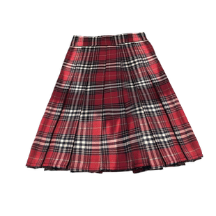 红色格子百褶裙高腰2025年新款夏季小个子a字设计感学生jk短裙