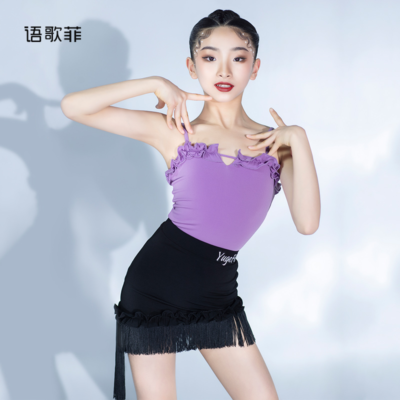 语歌吊带流苏拉丁舞练功服