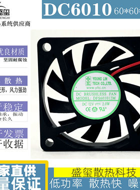 YOUNG.LIN 永林 DFS601012M 6010 12V 2.0W 散热风扇 6厘米超薄