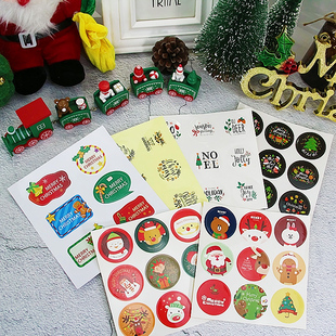 圣诞节老人MerryChristmas麋鹿雪人史莱姆装饰封口贴不干胶贴纸