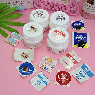 圆形史莱姆草莓牛奶饼干封口贴纸
