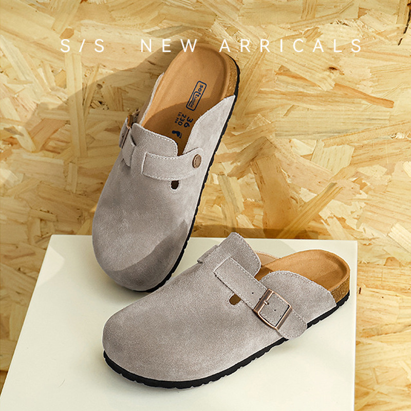 全真皮勃肯鞋女情侣款包头软木底