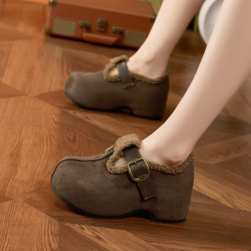 内毛呢勃肯鞋女2025秋冬新款加绒保暖乐福鞋防滑厚底百搭棉鞋,女鞋,棉鞋,淘宝优惠券,粉丝福利购,淘宝优惠卷