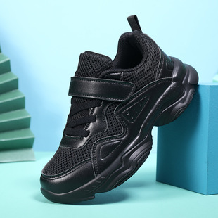 男童小白鞋网面女童白色运动鞋秋季黑色学生鞋演出中大童儿童波鞋