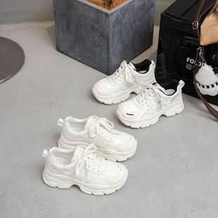 子不累脚百搭运动女鞋 厚底老爹鞋 休闲鞋 2026新款 潮春夏透气小白鞋
