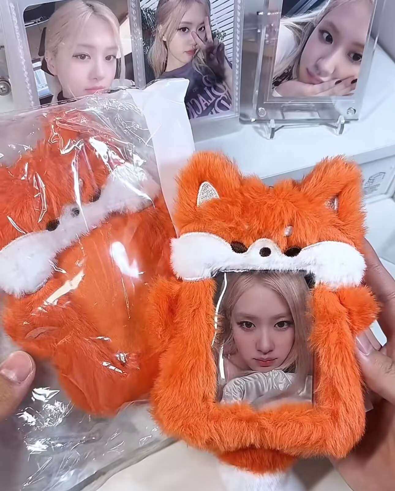 狐狸卡套可爱毛绒校园饭卡公交卡专辑小卡照片展示挂件卡包