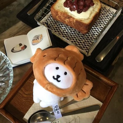 创意鲷鱼烧自嘲熊13cm可爱变装毛绒玩具挂件公仔玩偶钥匙扣挂饰