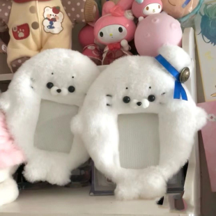 新款 海豹宝宝毛绒卡套3寸拍立得小卡学生饭卡公交卡收纳保护套