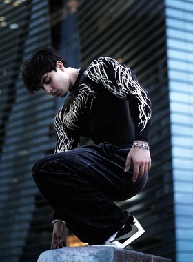 Breathedivinity梦魇新毒液速干紧身t恤潮流印花高弹长袖健身上衣