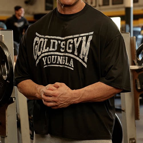 GOLDSGYM宽松棉质健身训练男t恤